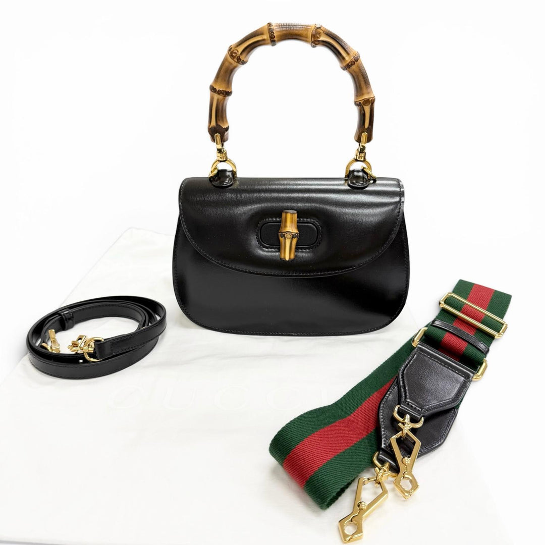 Pristine GUCCI Shoulder Bag Bamboo 1947 Small Top-handle 2-way leather 675797