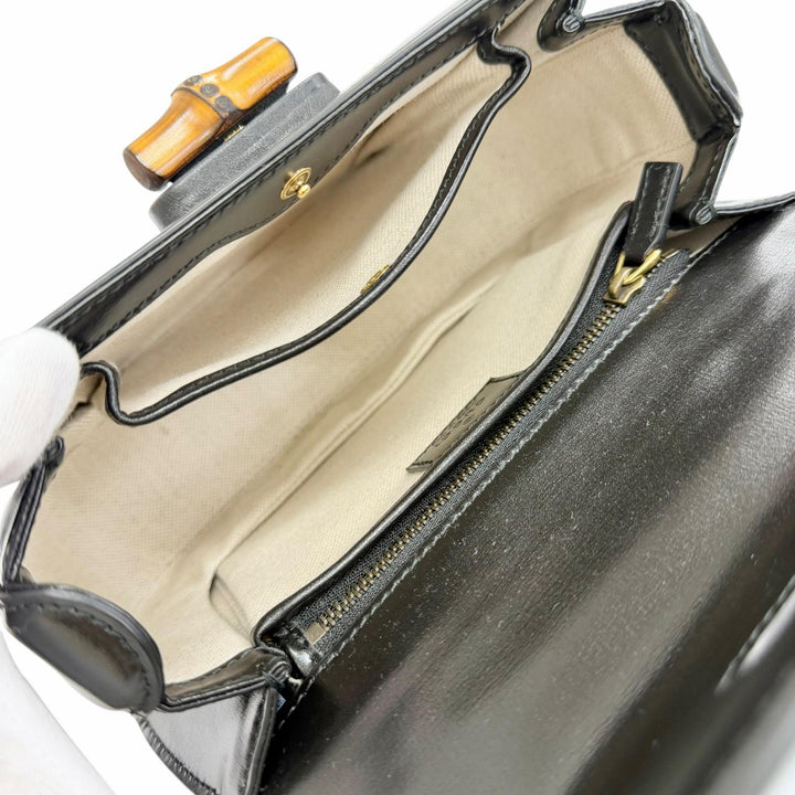Pristine GUCCI Shoulder Bag Bamboo 1947 Small Top-handle 2-way leather 675797