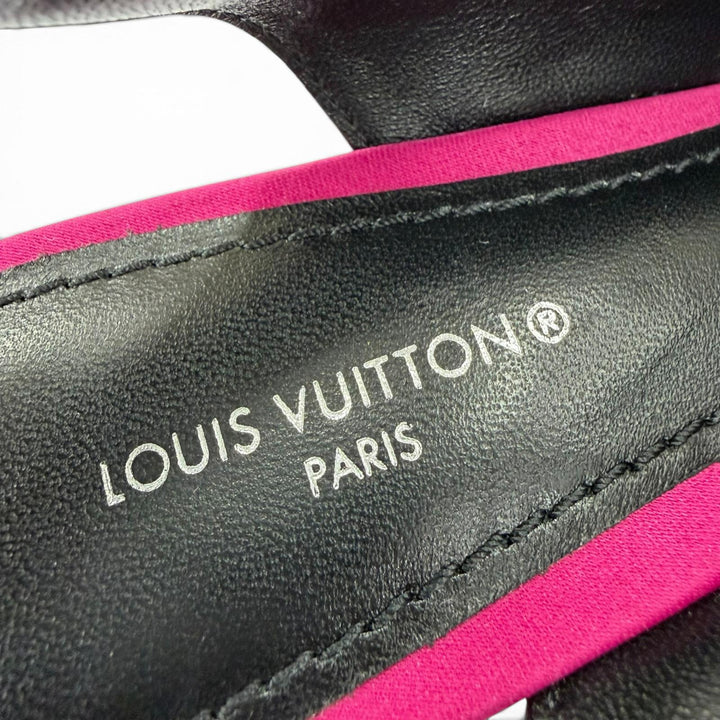 Great LOUIS VUITTON pumps HEELS Sequin LV Circle Logo Leather black Women 34