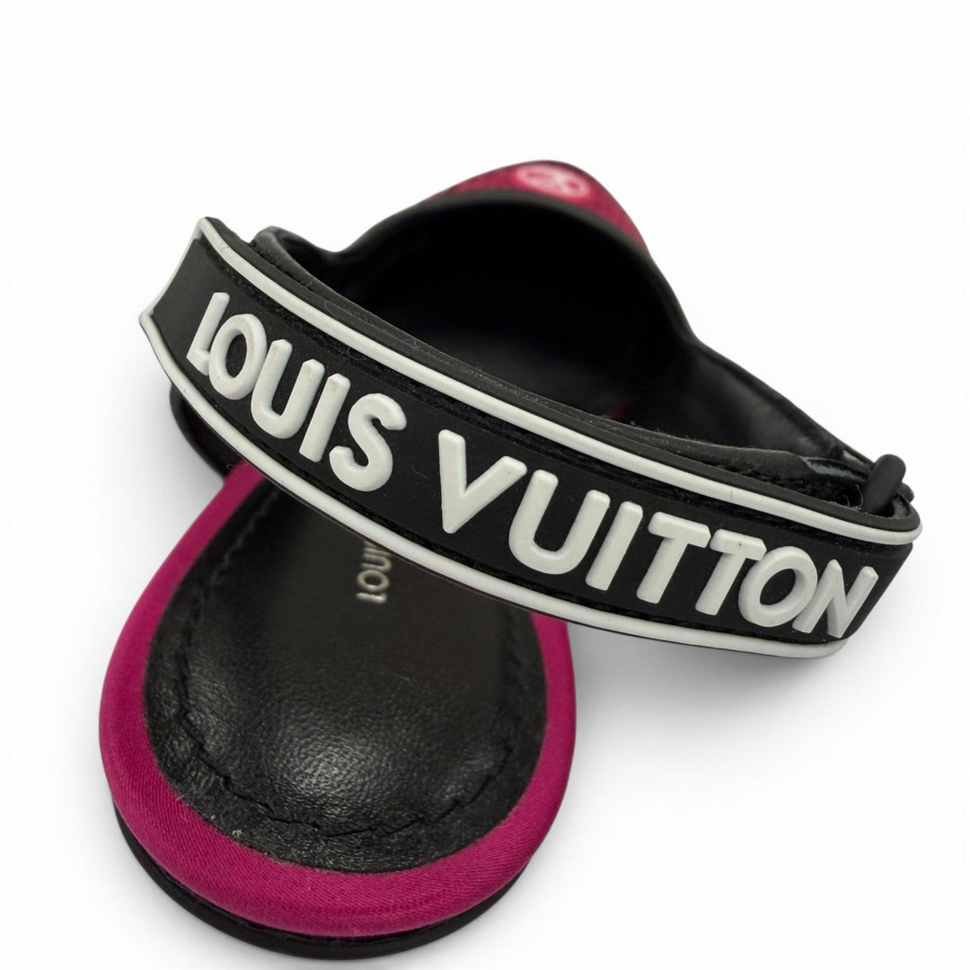 Great LOUIS VUITTON pumps HEELS Sequin LV Circle Logo Leather black Women 34