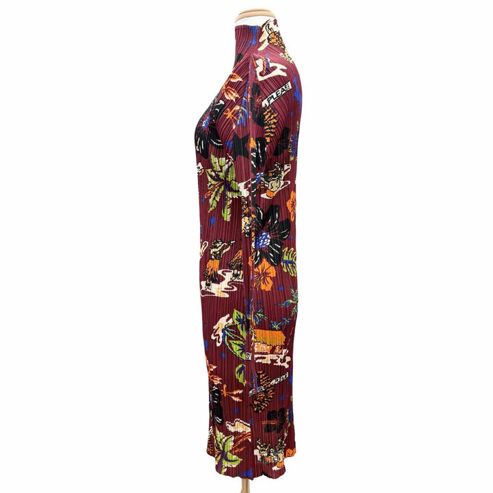 Excellent PLEATS PLEASE one piece Hawaiian Hibiscus High-Neck 4 PP33-JH778