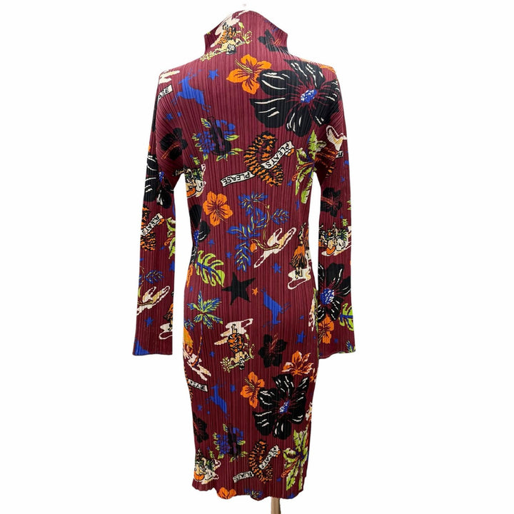Excellent PLEATS PLEASE one piece Hawaiian Hibiscus High-Neck 4 PP33-JH778