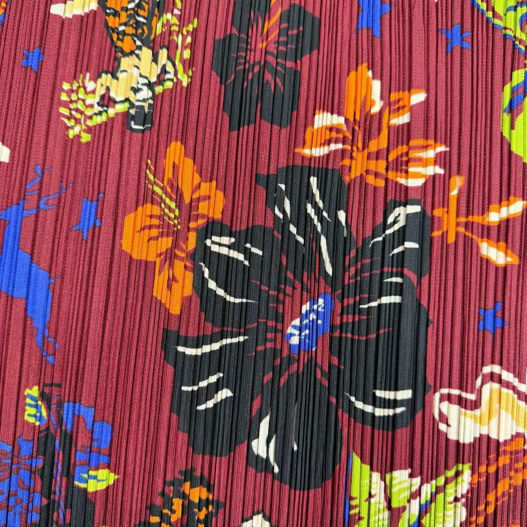 Excellent PLEATS PLEASE one piece Hawaiian Hibiscus High-Neck 4 PP33-JH778