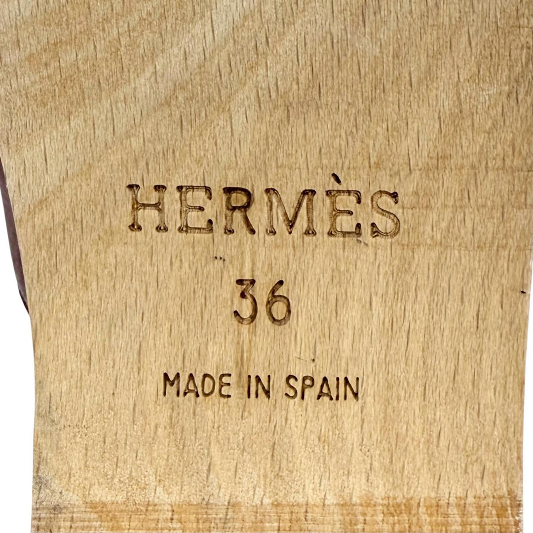 Great HERMES Sandals Kevral H motif wood sole Brown leather Women 36
