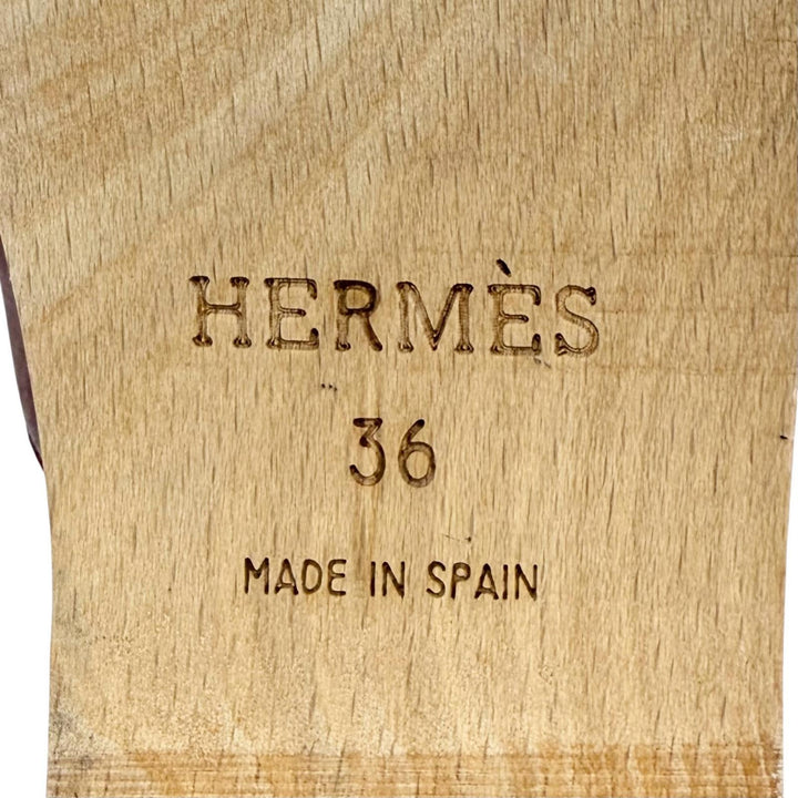 Great HERMES Sandals Kevral H motif wood sole Brown leather Women 36