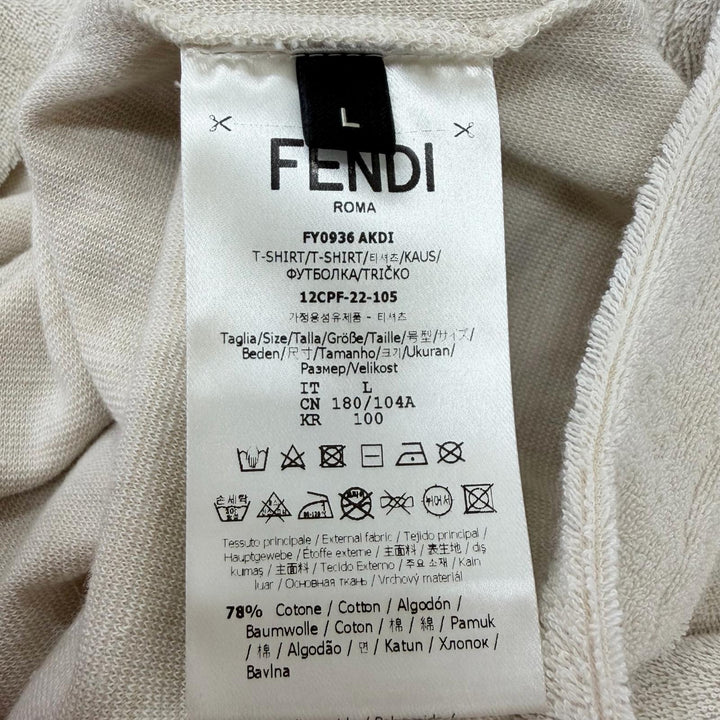 Excellent FENDI Short sleeve T-shirt Front logo, terry cloth beige cotton