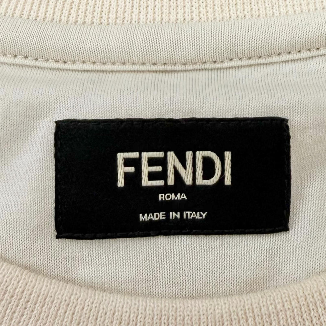 Excellent FENDI Short sleeve T-shirt Front logo, terry cloth beige cotton