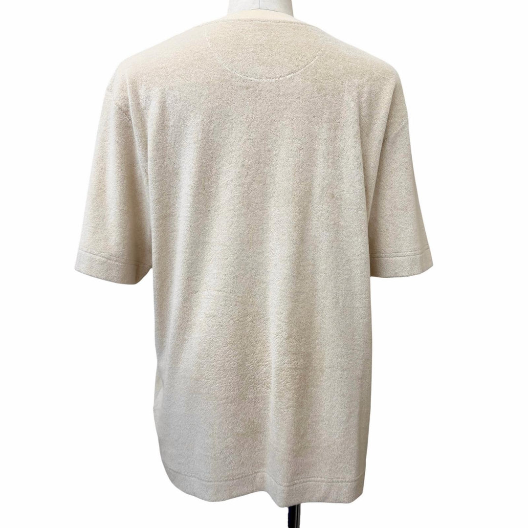 Excellent FENDI Short sleeve T-shirt Front logo, terry cloth beige cotton