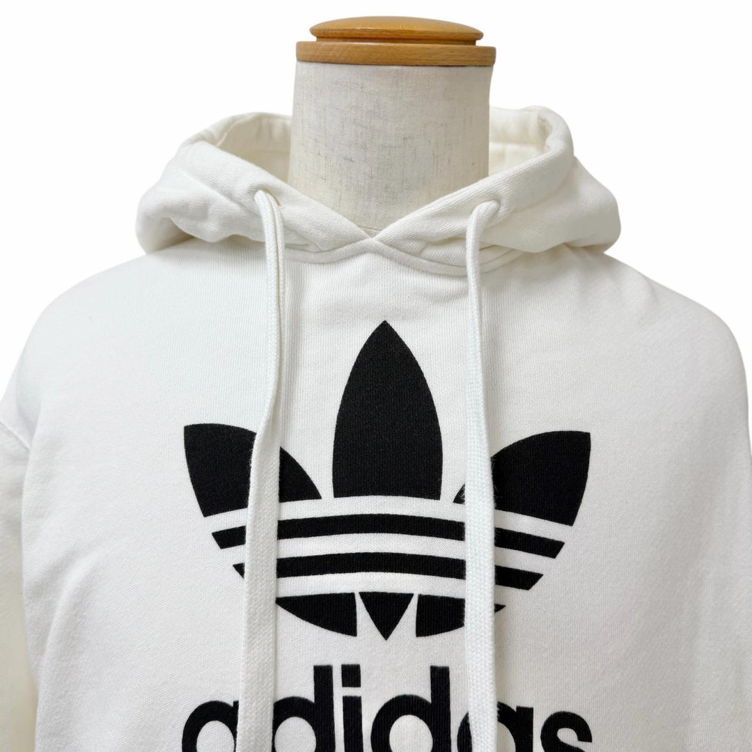 Great GUCCI adidas hoodie Trefoil logo print pullover white