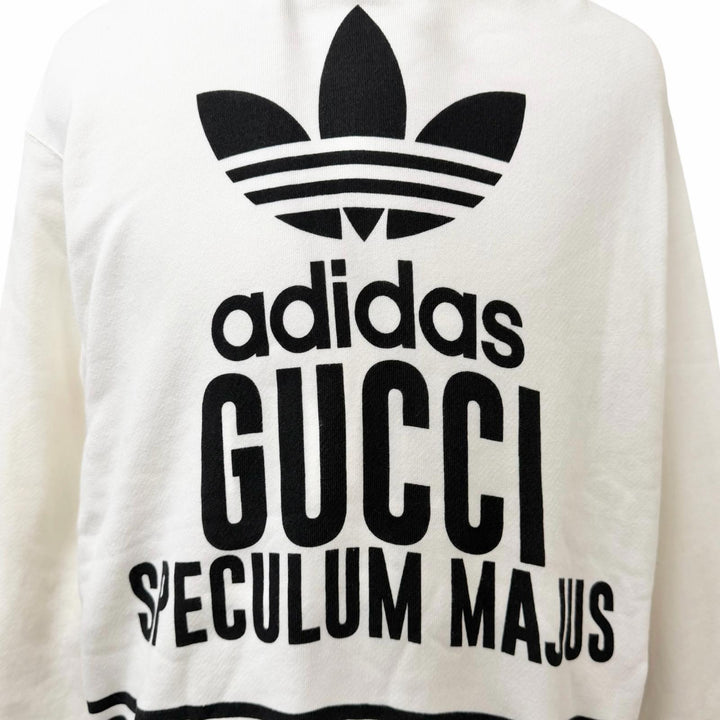Great GUCCI adidas hoodie Trefoil logo print pullover white