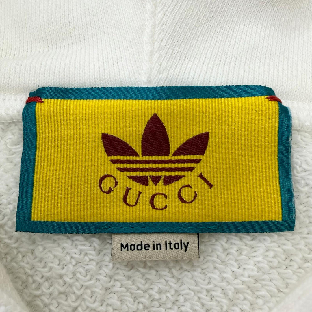 Great GUCCI adidas hoodie Trefoil logo print pullover white