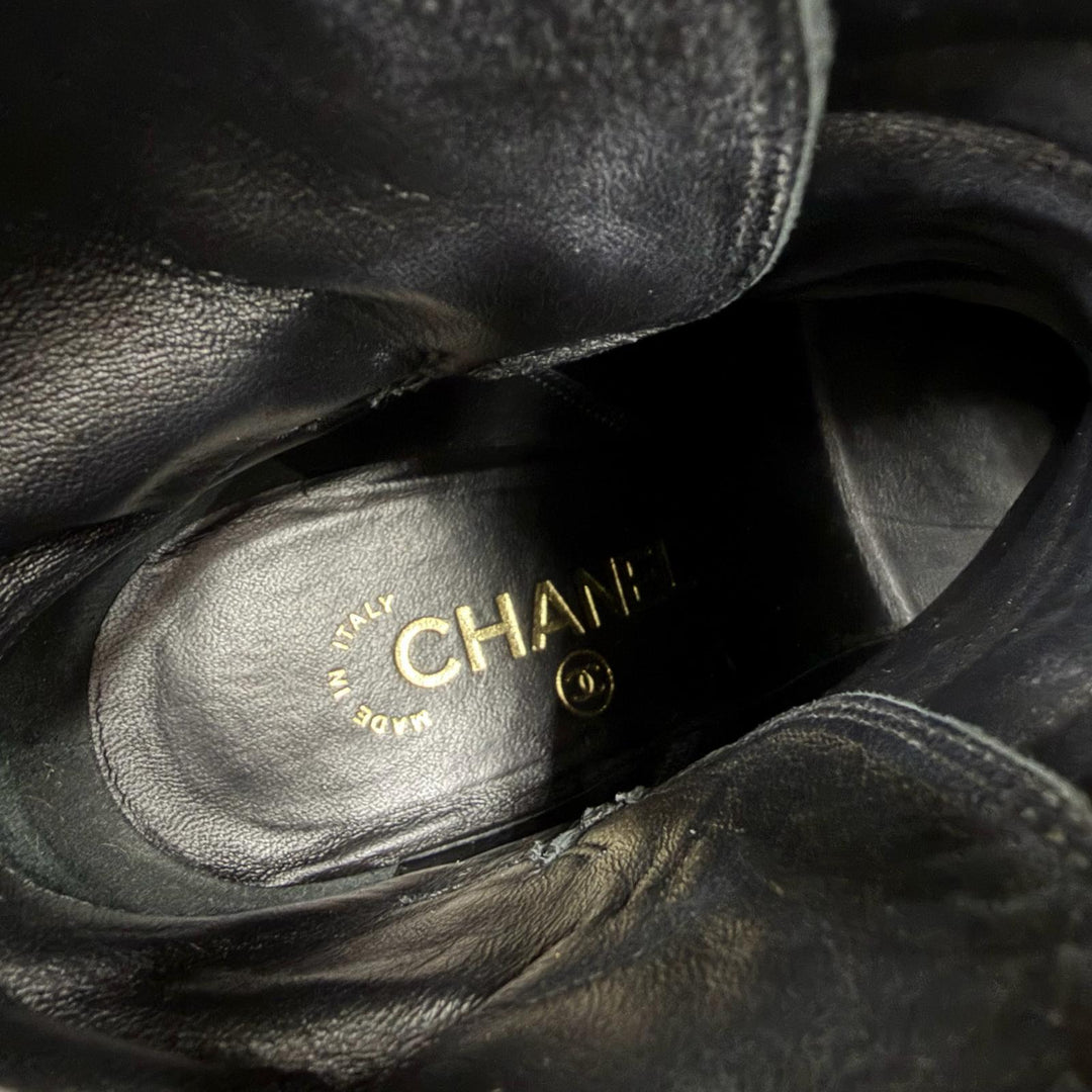 Great CHANEL short boots COCO Mark Ankle Belt Leather black Women 36.5 G38064