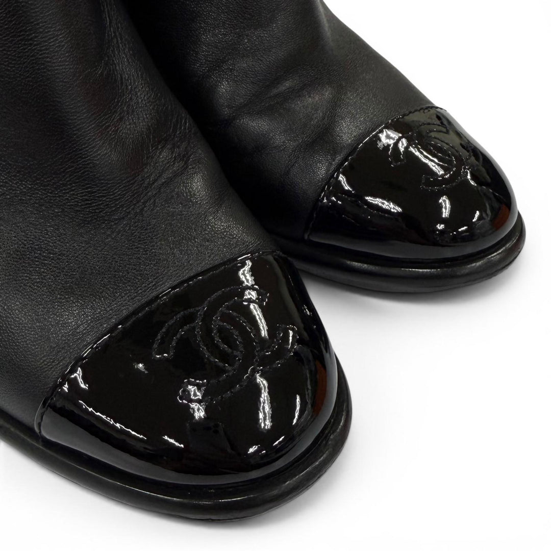 Great CHANEL short boots COCO Mark Ankle Belt Leather black Women 36.5 G38064