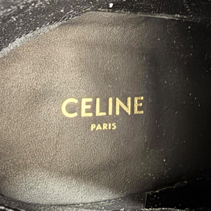 Great CELINE short boots Triomphe Side-Zip Leather Ankle Boots black Women 37.5
