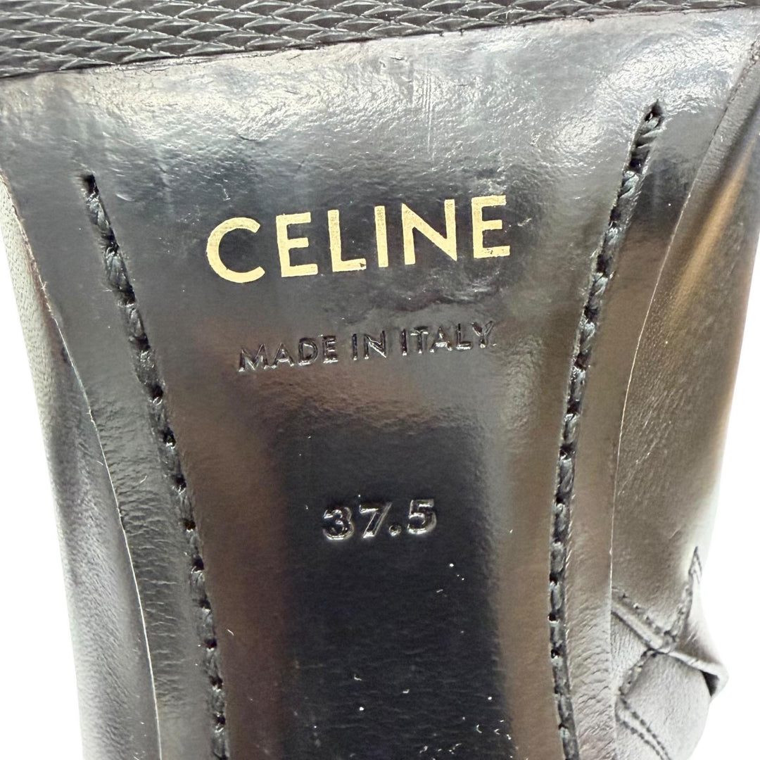 Great CELINE short boots Triomphe Side-Zip Leather Ankle Boots black Women 37.5