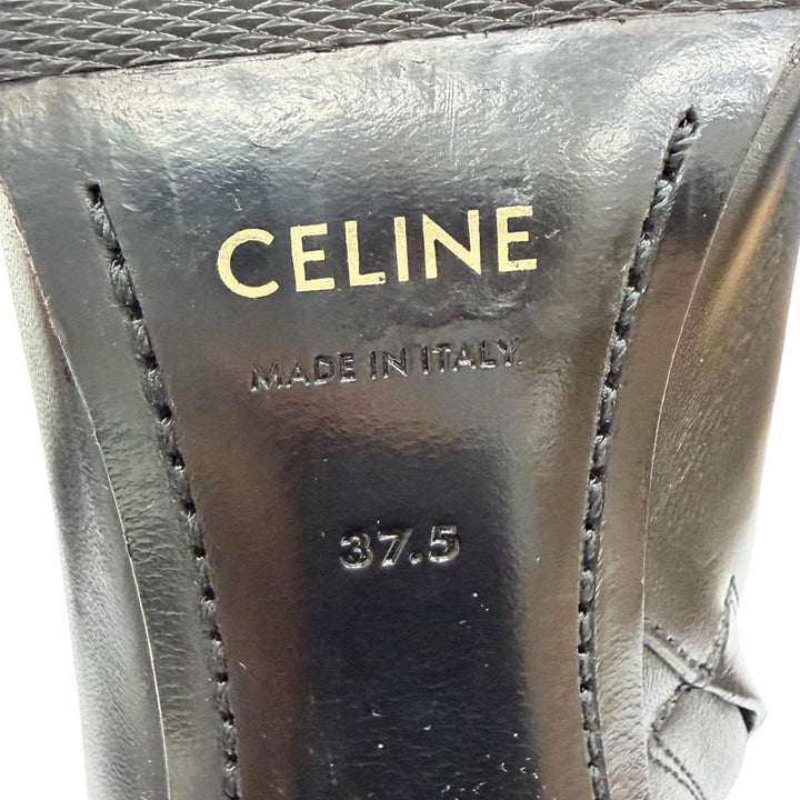 Great CELINE short boots Triomphe Side-Zip Leather Ankle Boots black Women 37.5