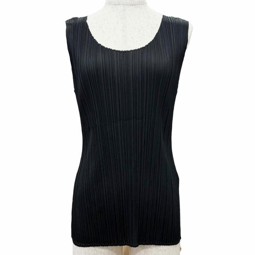 Excellent PLEATS PLEASE Tank top Sleeveless top T-shirt black Women 3 PP04-JK600