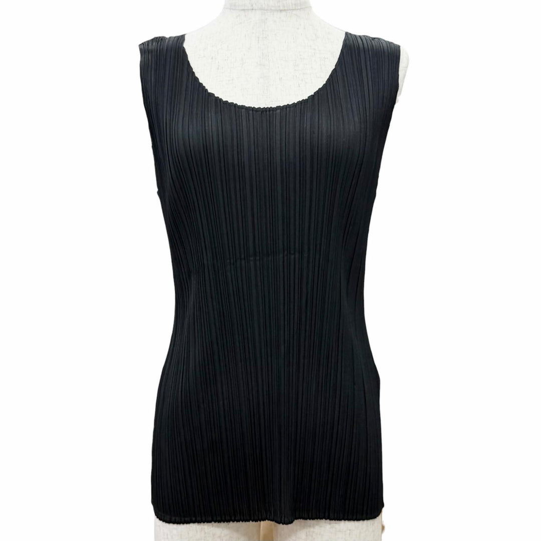 Excellent PLEATS PLEASE Tank top Sleeveless top T-shirt black Women 3 PP04-JK600