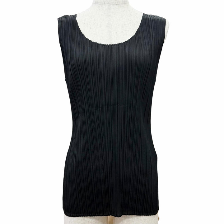 Excellent PLEATS PLEASE Tank top Sleeveless top T-shirt black Women 3 PP04-JK600