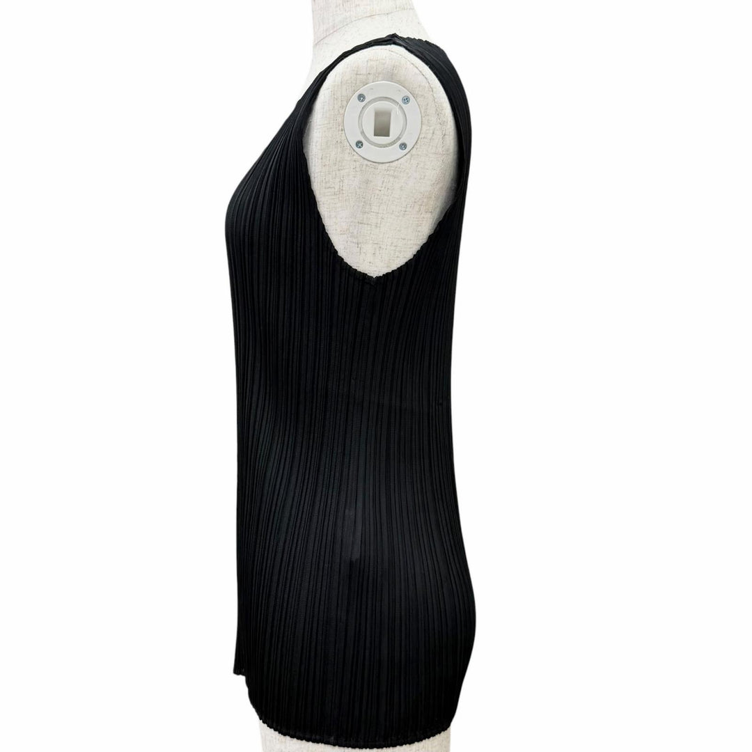 Excellent PLEATS PLEASE Tank top Sleeveless top T-shirt black Women 3 PP04-JK600