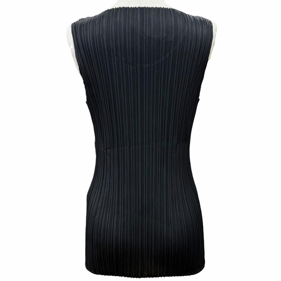 Excellent PLEATS PLEASE Tank top Sleeveless top T-shirt black Women 3 PP04-JK600