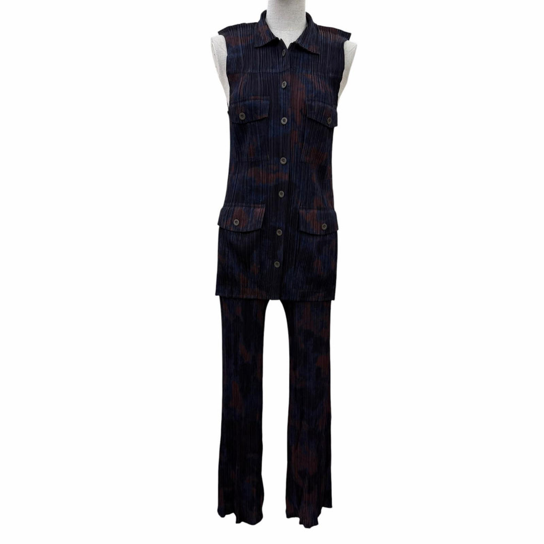 Excellent PLEATS PLEASE two-piece set sleeveless shirt/flared pants