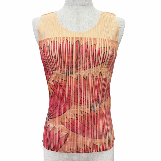 Excellent PLEATS PLEASE Tank top Floral print sleeveless top 3 PP83-JK228