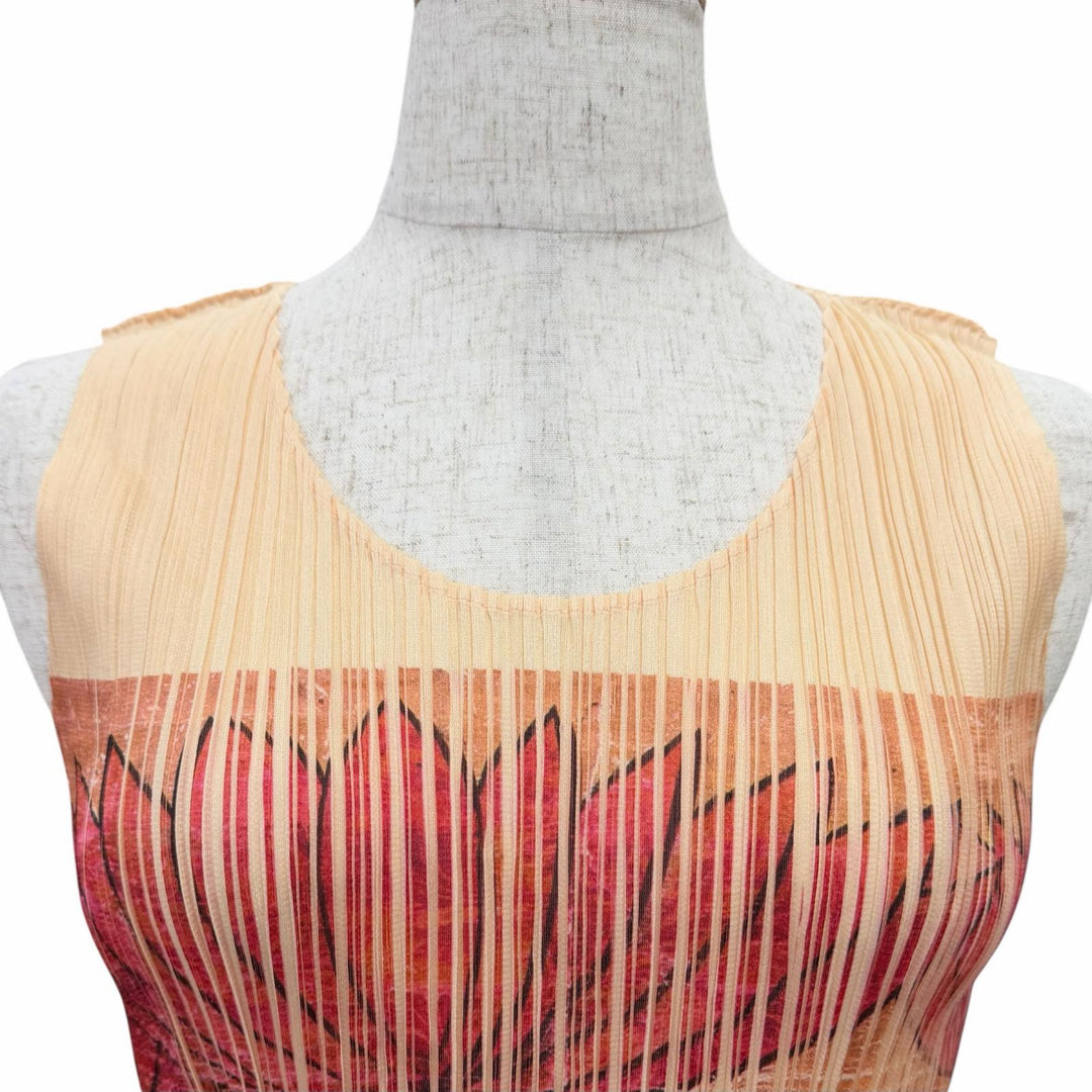 Excellent PLEATS PLEASE Tank top Floral print sleeveless top 3 PP83-JK228