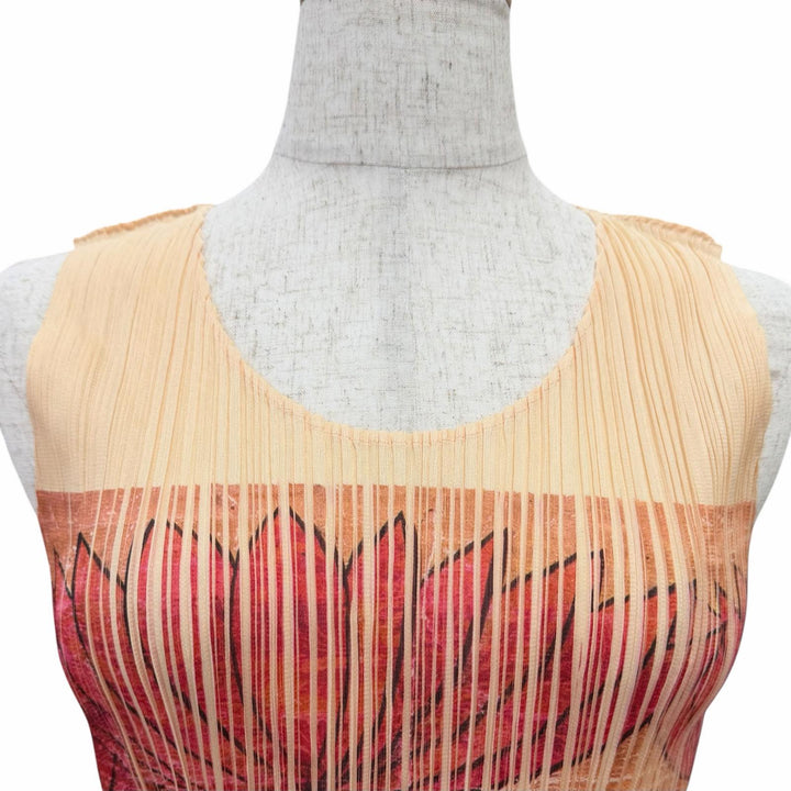 Excellent PLEATS PLEASE Tank top Floral print sleeveless top 3 PP83-JK228