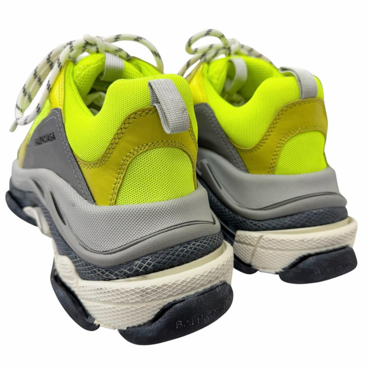 Great BALENCIAGA Low cut sneakers TRIPLE S Neon yellow mesh mens 27.5