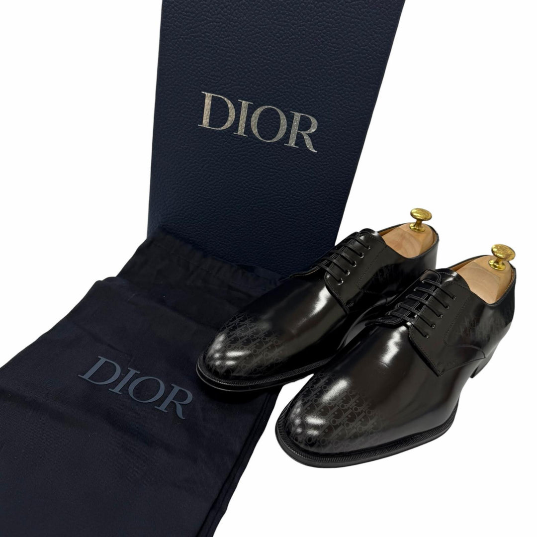 Pristine DIOR Dress shoes Timeless Oblique Derby Shoes black leather mens 41.5