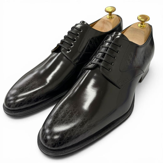 Pristine DIOR Dress shoes Timeless Oblique Derby Shoes black leather mens 41.5