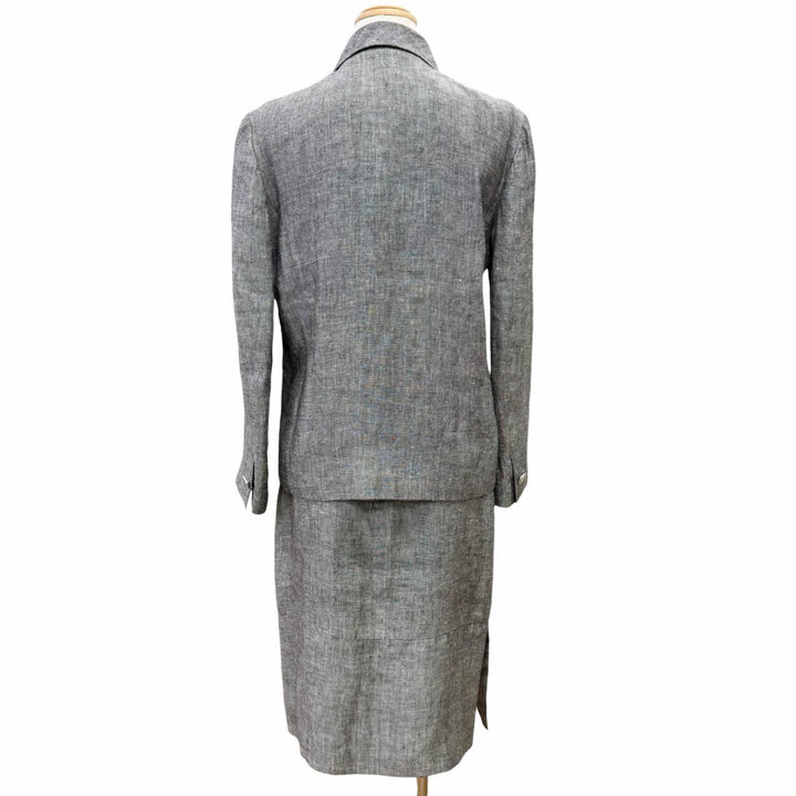 Great CHANEL COCO Mark Button Skirt Suit Two-Piece Set gray Women 38 98P P11161