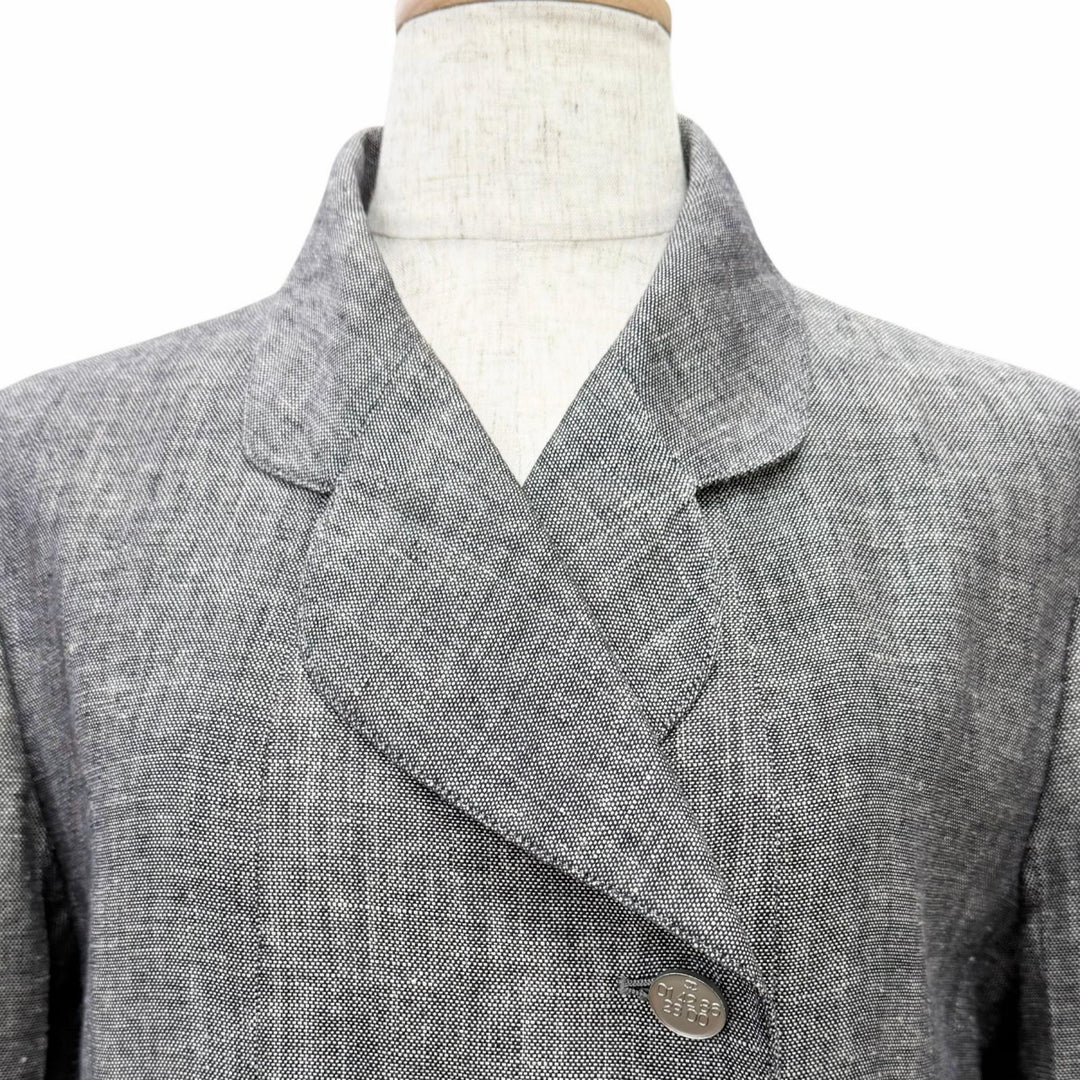 Great CHANEL COCO Mark Button Skirt Suit Two-Piece Set gray Women 38 98P P11161