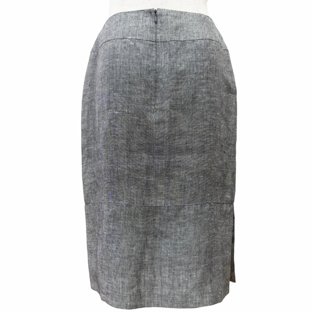 Great CHANEL COCO Mark Button Skirt Suit Two-Piece Set gray Women 38 98P P11161