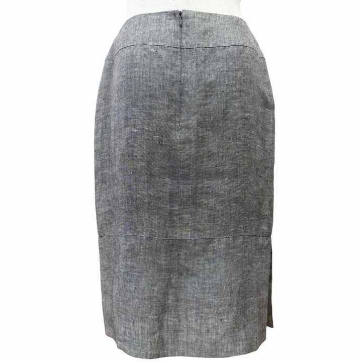 Great CHANEL COCO Mark Button Skirt Suit Two-Piece Set gray Women 38 98P P11161