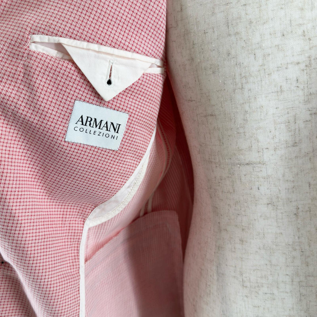 Pristine ARMANI COLLEZIONI tailored jacket Check Pattern Red mens EU 46