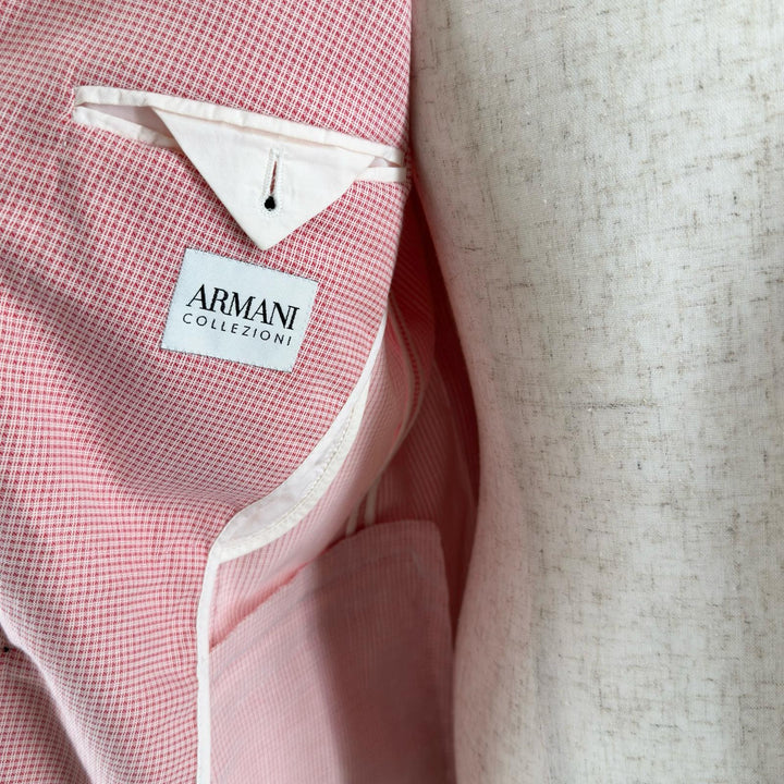 Pristine ARMANI COLLEZIONI tailored jacket Check Pattern Red mens EU 46