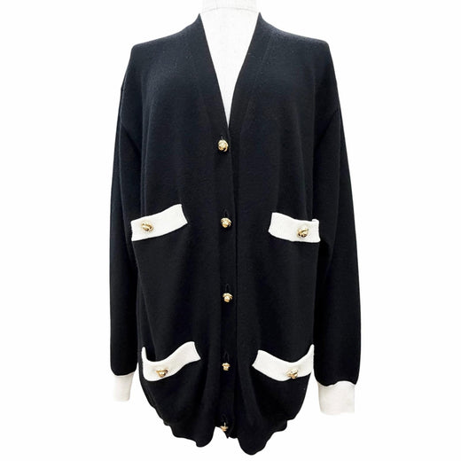 Excellent MIUMIU cardigan Gold button V-neck long sleeve knit black cashmere 38