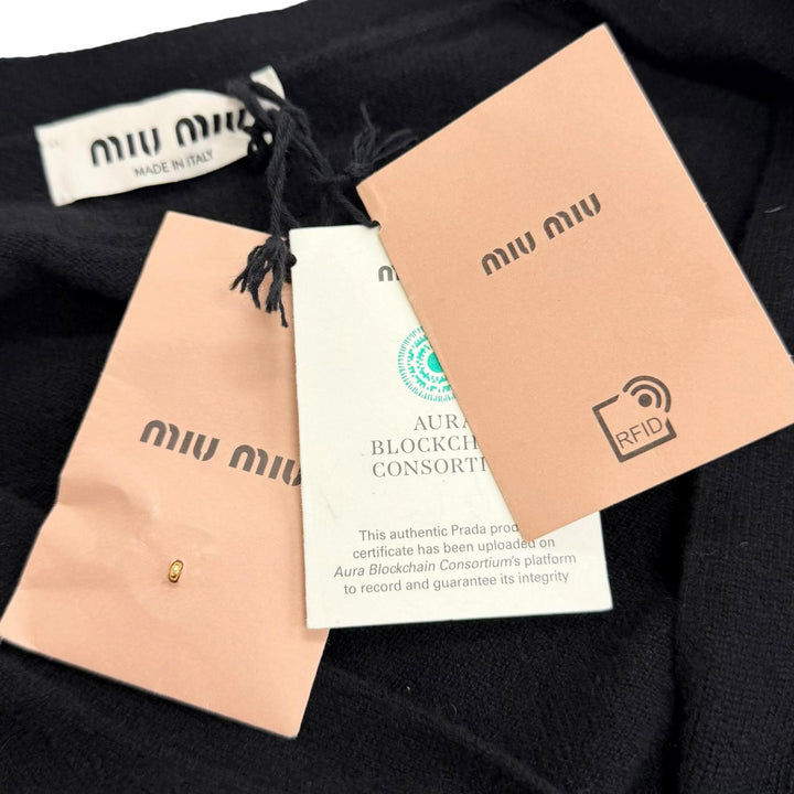 Excellent MIUMIU cardigan Gold button V-neck long sleeve knit black cashmere 38