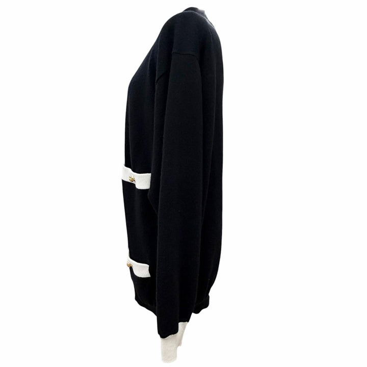 Excellent MIUMIU cardigan Gold button V-neck long sleeve knit black cashmere 38