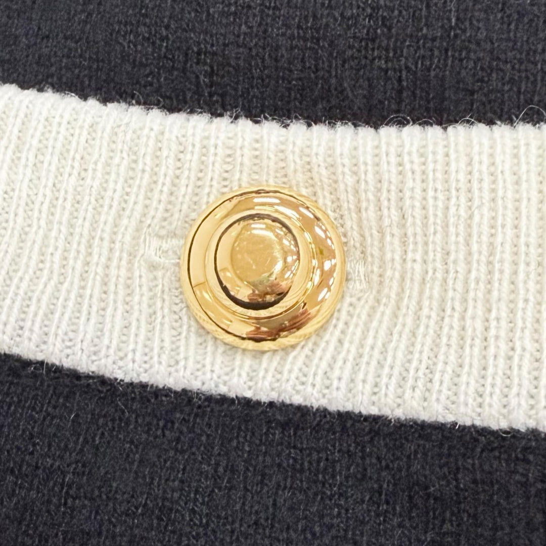 Excellent MIUMIU cardigan Gold button V-neck long sleeve knit black cashmere 38