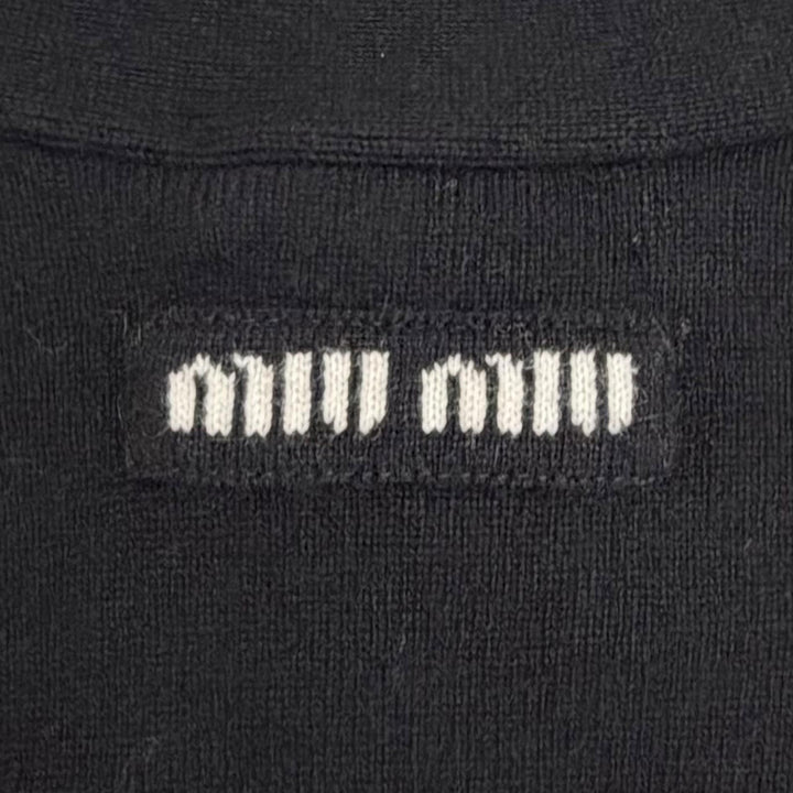 Excellent MIUMIU cardigan Gold button V-neck long sleeve knit black cashmere 38