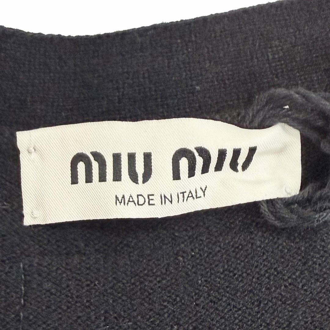 Excellent MIUMIU cardigan Gold button V-neck long sleeve knit black cashmere 38