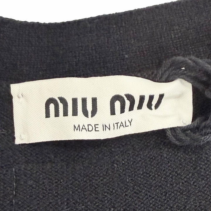 Excellent MIUMIU cardigan Gold button V-neck long sleeve knit black cashmere 38