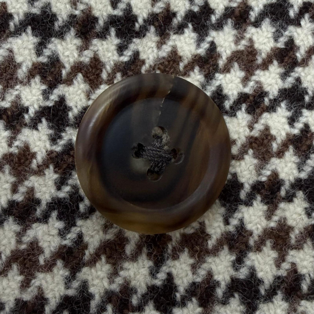 Great Burberrys coat Houndstooth pattern fly front Brown cashmere mens L
