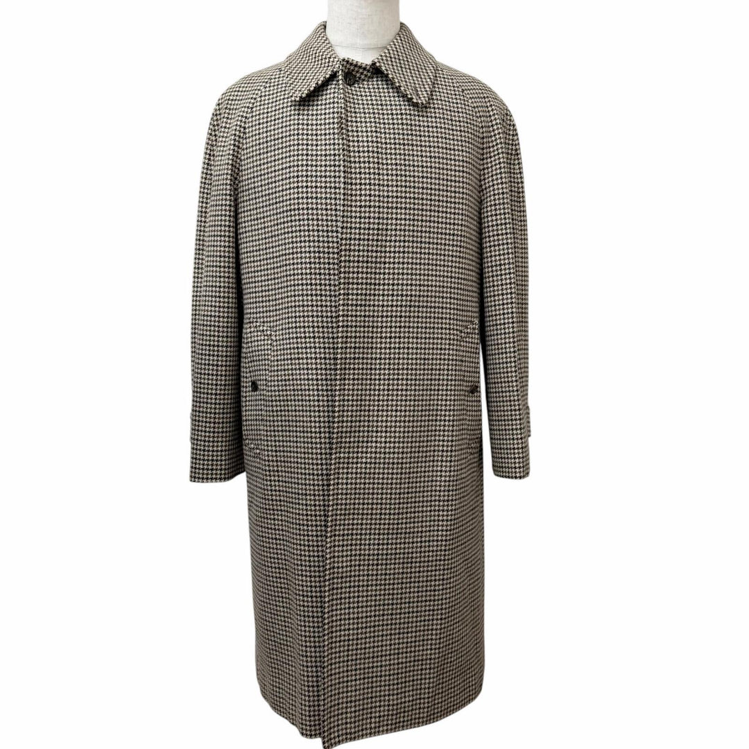 Great Burberrys coat Houndstooth pattern fly front Brown cashmere mens L