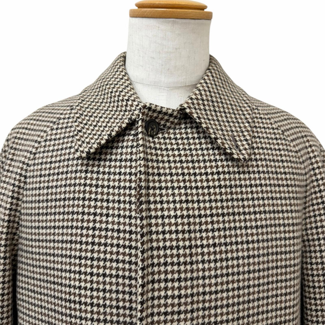 Great Burberrys coat Houndstooth pattern fly front Brown cashmere mens L