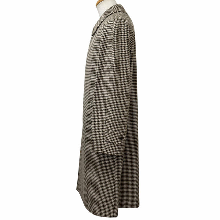 Great Burberrys coat Houndstooth pattern fly front Brown cashmere mens L