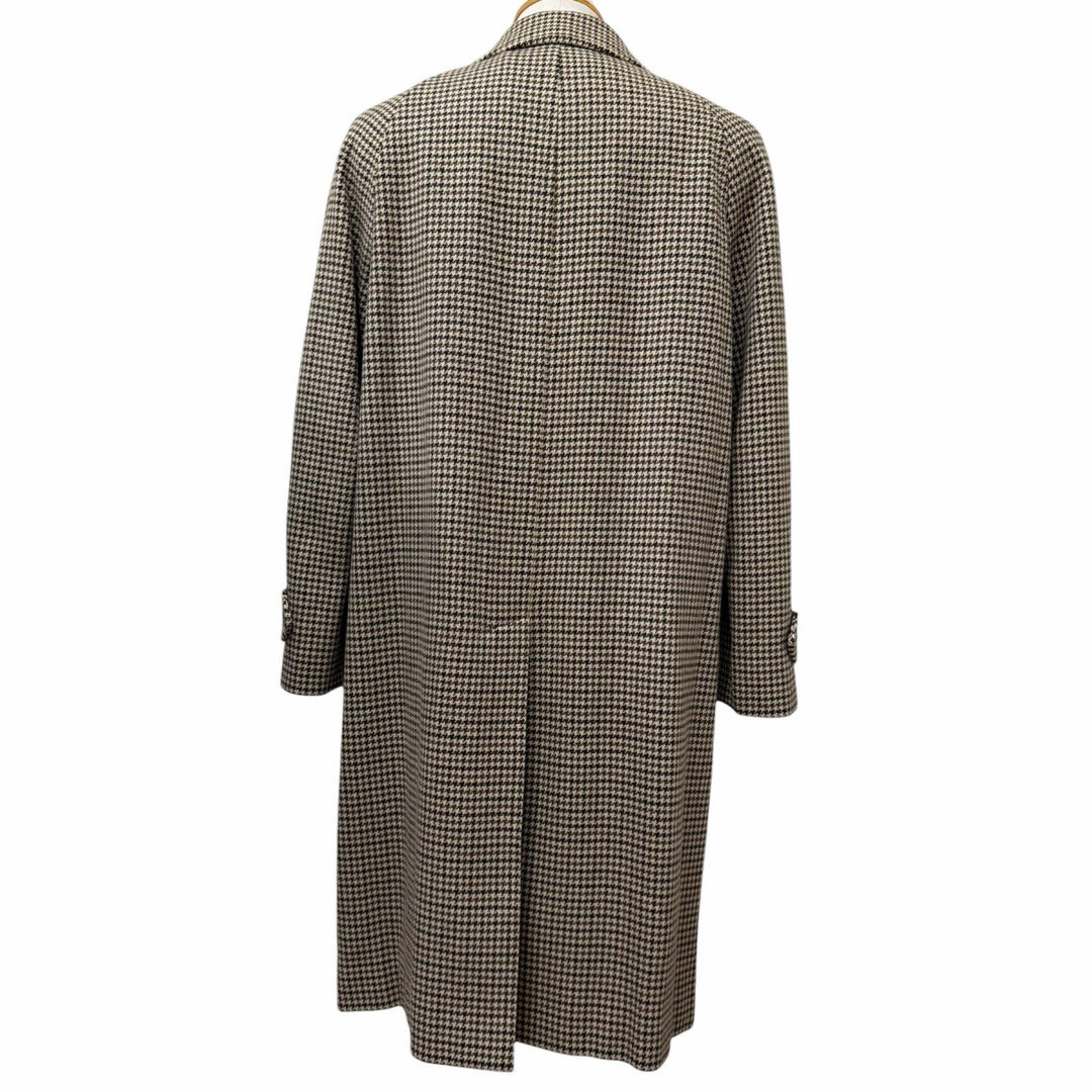 Great Burberrys coat Houndstooth pattern fly front Brown cashmere mens L